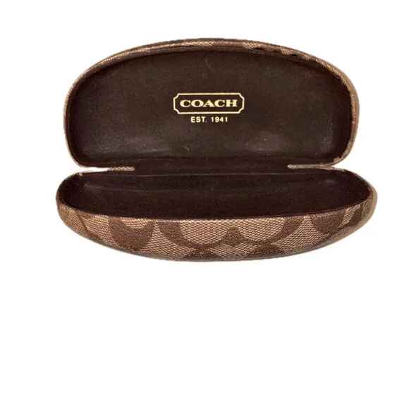 Coach Hinged Hardshell Sunglasses Eyeglasses Case Brown & Tan Logo